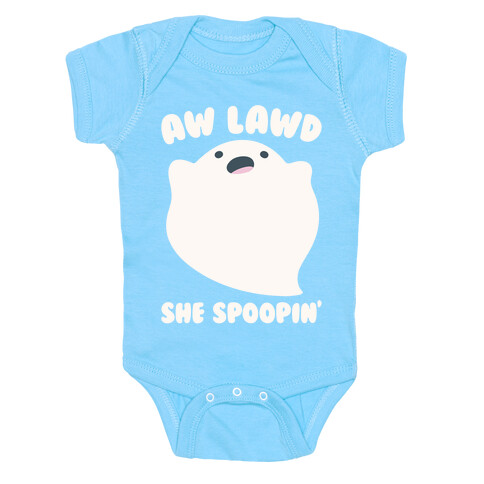 Aw Lawd She Spoopin' Ghost Parody White Print Baby One-Piece