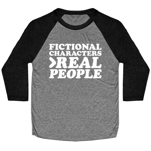 Fictional Characters > Real People White Print Baseball Tee