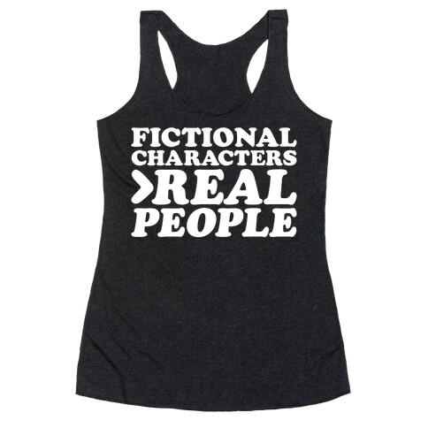 Fictional Characters > Real People White Print Racerback Tank Top