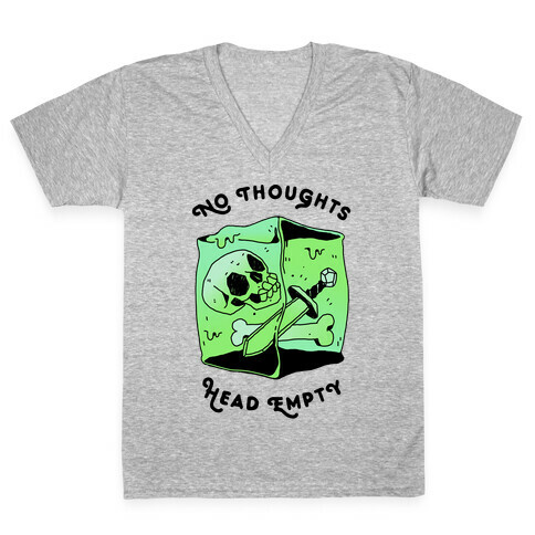 No Thoughts, Head Empty (Gelatinous Cube) V-Neck Tee Shirt