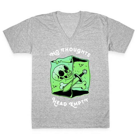 No Thoughts, Head Empty (Gelatinous Cube) V-Neck Tee Shirt