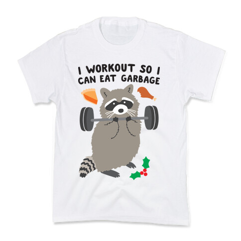 I Workout So I Can Eat Garbage - Thanksgiving Raccoon Kids T-Shirt