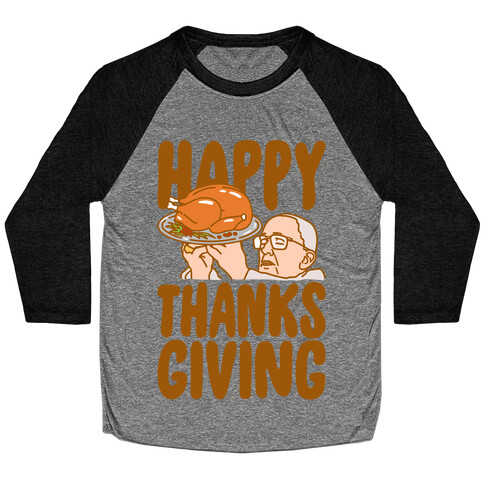 Happy Thanksgiving Pope Meme White Print Baseball Tee