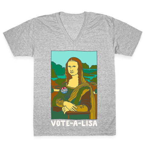 Vote-A-Lisa White Print V-Neck Tee Shirt