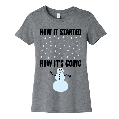 How It Started How It's Going Snowman Womens T-Shirt