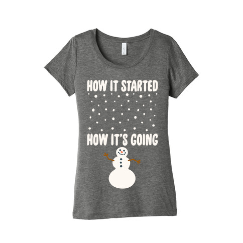 How It Started How It's Going Snowman White Print Womens T-Shirt