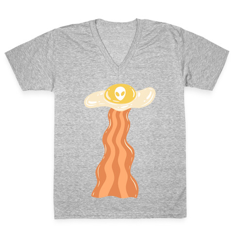 Bacon and Egg UFO Abduction  V-Neck Tee Shirt