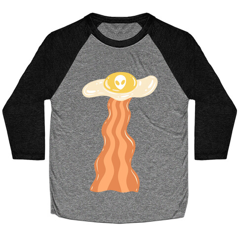 Bacon and Egg UFO Abduction Baseball Tee