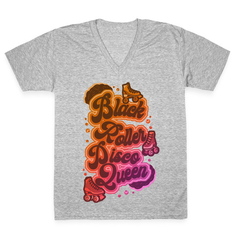 Black Roller Disco Queen V-Neck Tee Shirt