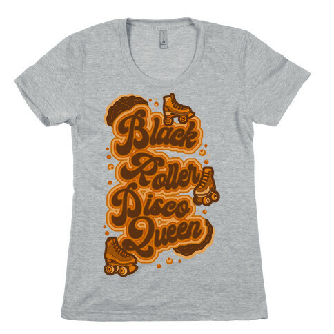 Black Roller Disco Queen Brown Womens T-Shirt