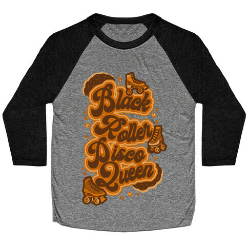 Black Roller Disco Queen Brown Baseball Tee