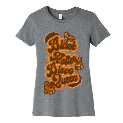 Black Roller Disco Queen Brown Womens T-Shirt