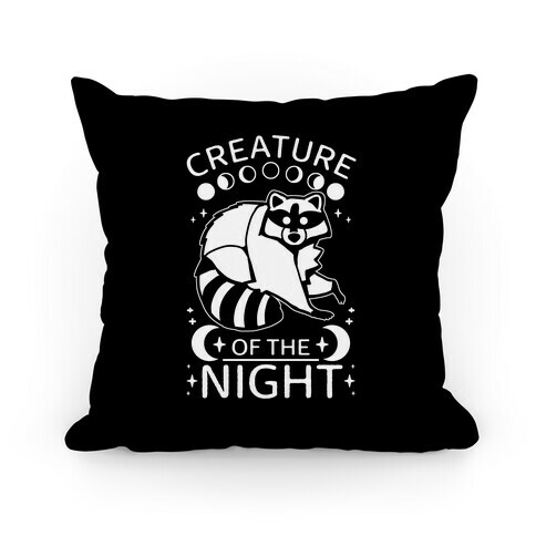 Creature Of The Night Raccoon Pillow