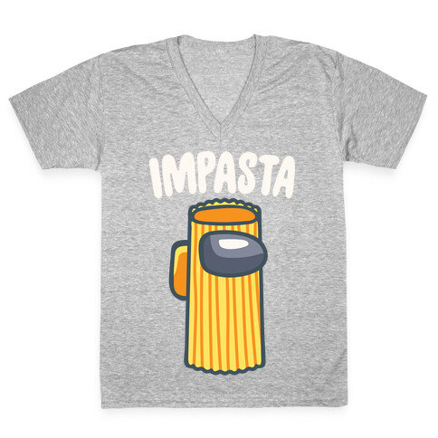 Impasta Parody White Print V-Neck Tee Shirt