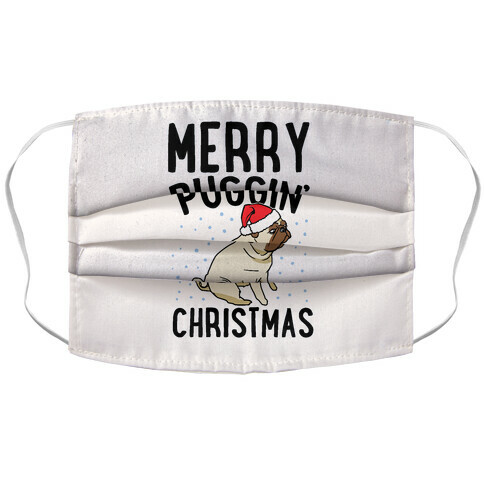 Merry Puggin' Christmas Pug  Accordion Face Mask