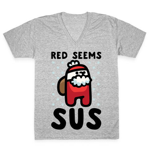 Red Seems Sus Santa Parody V-Neck Tee Shirt