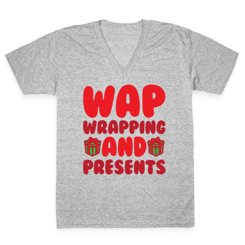 WAP Wrapping and Presents Parody V-Neck Tee Shirt