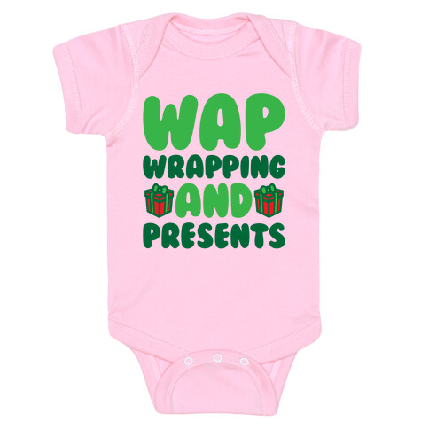 WAP Wrapping and Presents Parody White Print Baby One-Piece