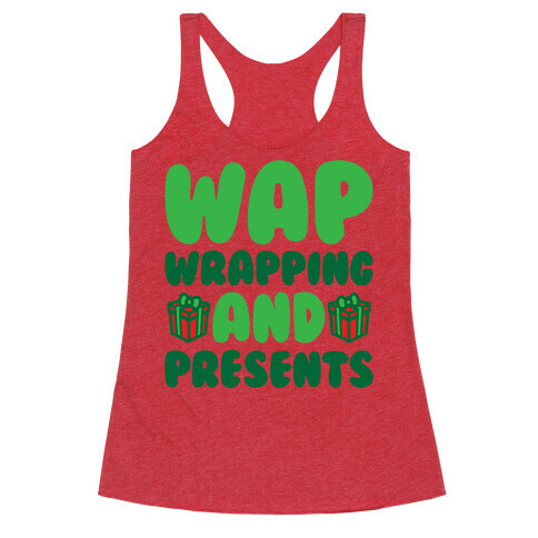 WAP Wrapping and Presents Parody White Print Racerback Tank Top