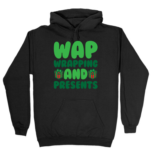 WAP Wrapping and Presents Parody White Print Hooded Sweatshirt