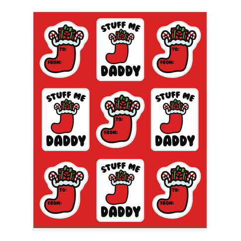 Stuff Me Daddy Stocking Parody Stickers and Decal Sheet