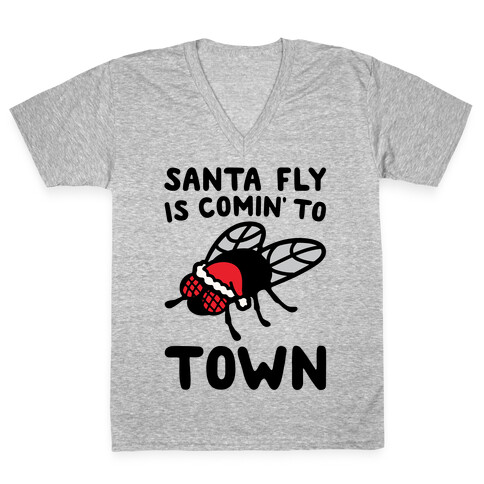 Santa Fly Is Coming To Town  V-Neck Tee Shirt