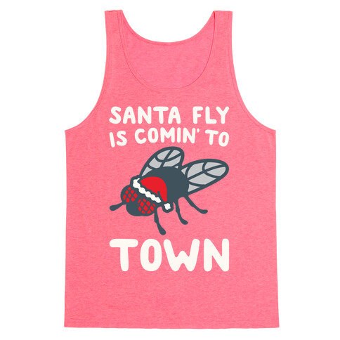 Santa Fly Is Coming To Town White Print Tank Top