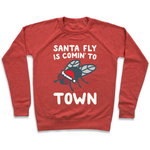 Santa Fly Is Coming To Town White Print Pullover