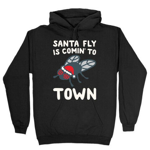 Santa Fly Is Coming To Town White Print Hooded Sweatshirt