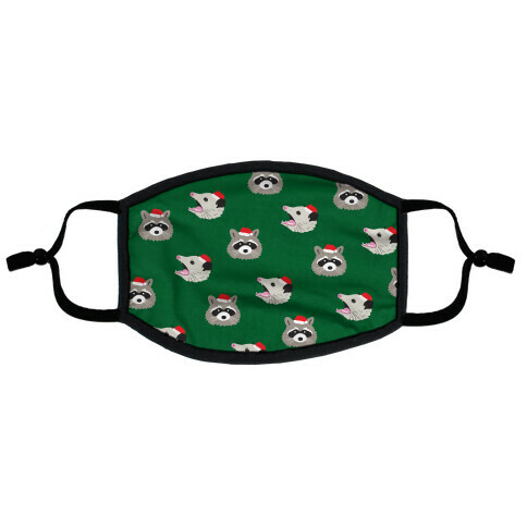 Christmas Raccoon and Opossum Pattern Flat Face Mask