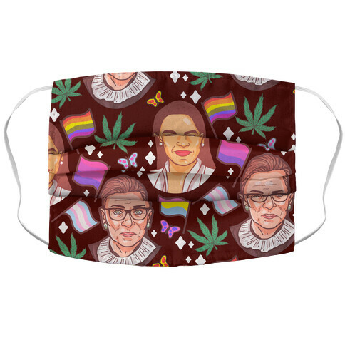 AOC, RGB, Weed, Pride, and Butterflies Pattern Accordion Face Mask