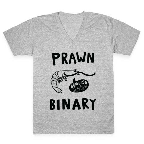 Prawn-Binary V-Neck Tee Shirt