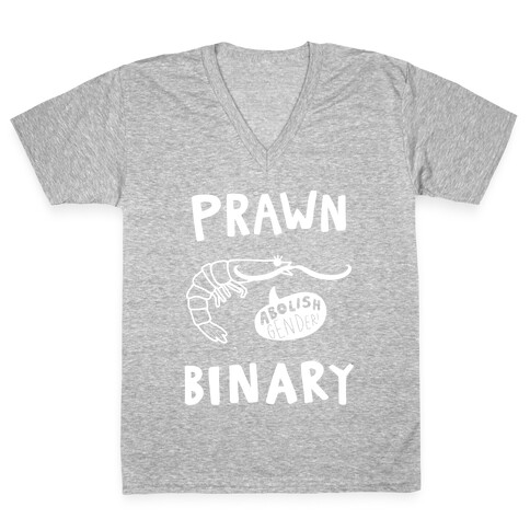 Prawn-Binary V-Neck Tee Shirt