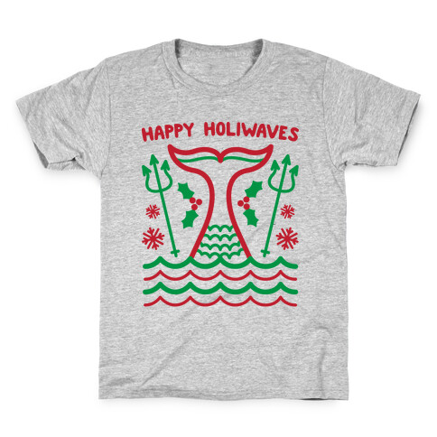 Happy Holiwaves Christmas Mermaid Kids T-Shirt