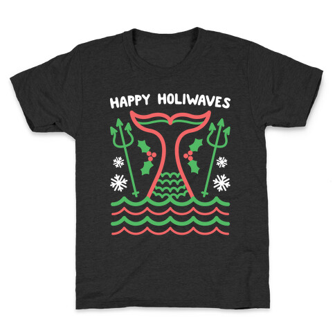 Happy Holiwaves Christmas Mermaid Kids T-Shirt