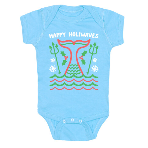 Happy Holiwaves Christmas Mermaid Baby One-Piece