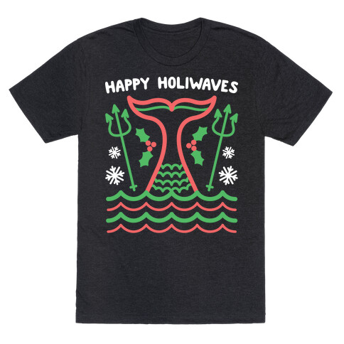 Happy Holiwaves Christmas Mermaid T-Shirt