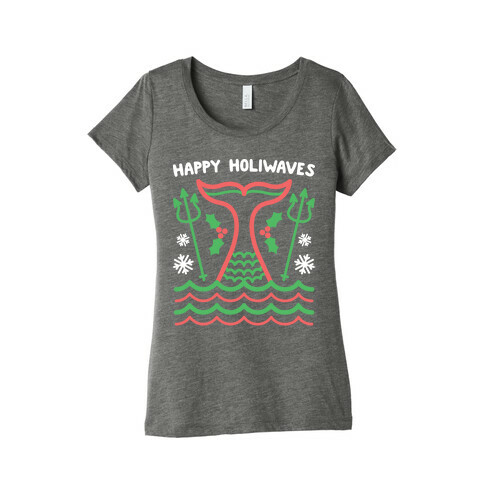 Happy Holiwaves Christmas Mermaid Womens T-Shirt