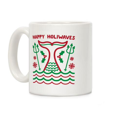 Happy Holiwaves Christmas Mermaid Coffee Mug