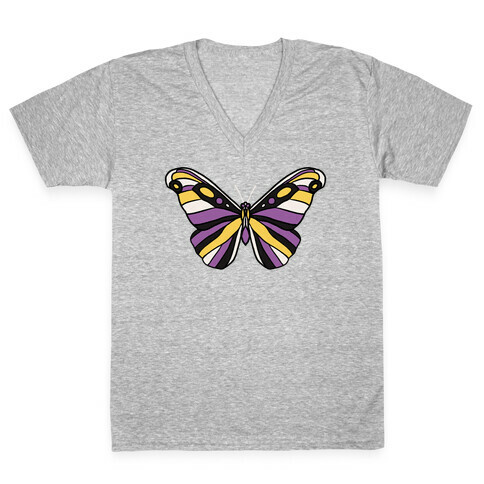 Non-binary Butterfly V-Neck Tee Shirt