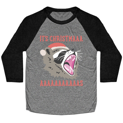 It's Christmas Screaming Raccoon Baseball Tee