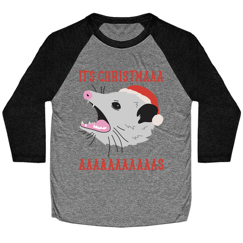 It's Christmas Screaming Opossum Baseball Tee