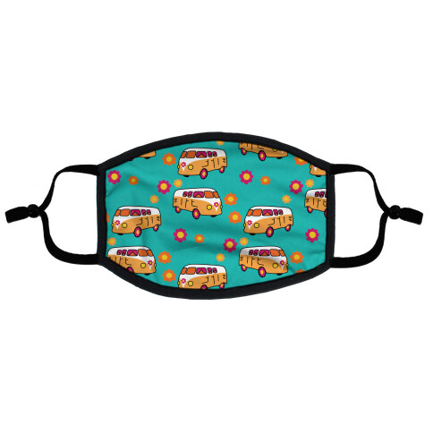 Retro Flower Bus Pattern Flat Face Mask