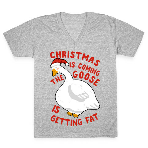 Christmas Is Coming, the Goose is Getting Fat V-Neck Tee Shirt