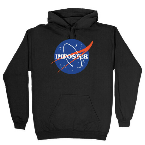 Imposter Nasa Logo Parody White Print Hooded Sweatshirt