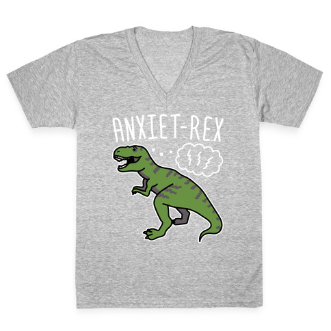 AnxieT-Rex Anxious Dinosaur V-Neck Tee Shirt