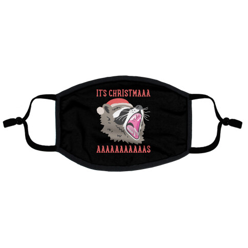 It's Christmas Screaming Raccoon Flat Face Mask