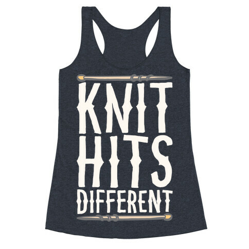 Knit Hits Different White Print Racerback Tank Top