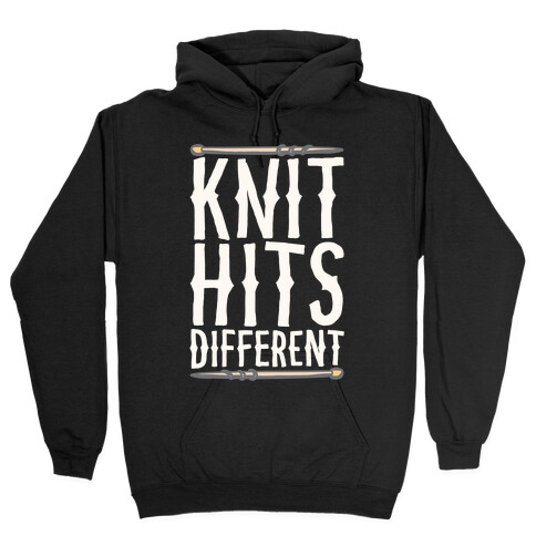 Knit Hits Different White Print Hooded Sweatshirt