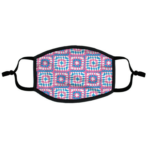 Granny Squares Pattern (Trans Pride) Flat Face Mask